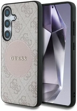 Guess 4G Cirkel Logo Samsung Galaxy S25 Plus Hoesje MagSafe/Qi2 Back Cover Roze