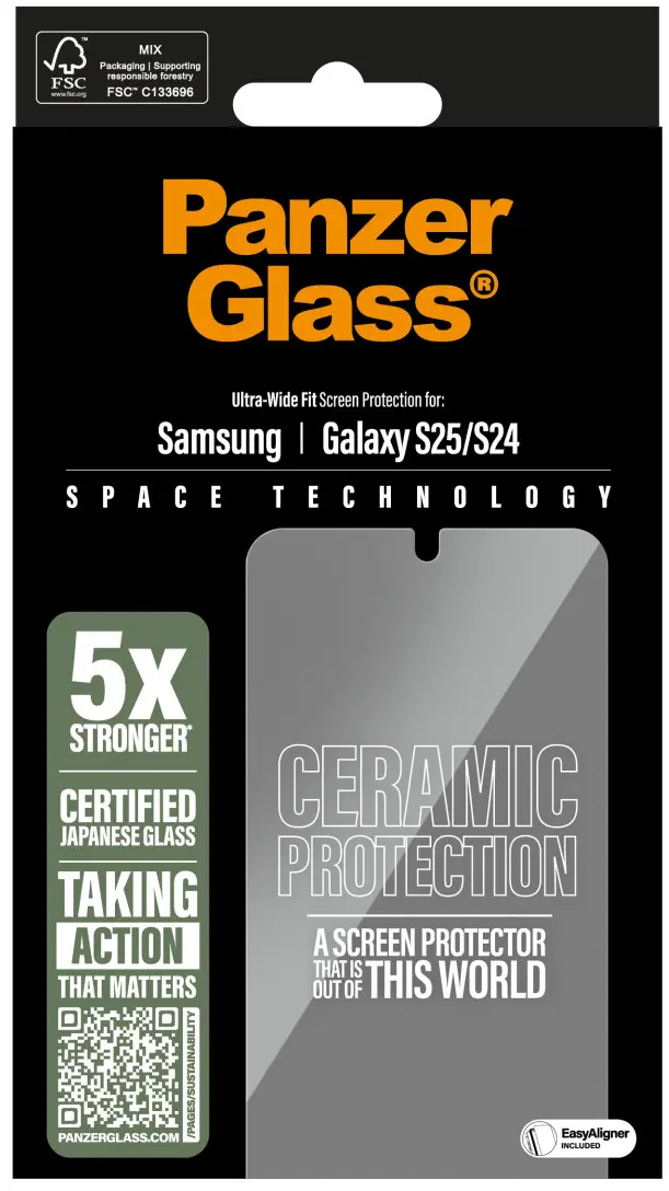 PanzerGlass Ceramic Ultra-Wide Fit Samsung Galaxy S25 Screen Protector afbeelding 4