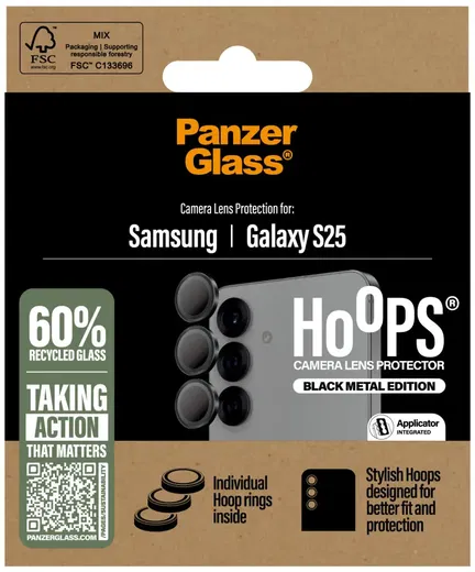 PanzerGlass Hoops Rings Samsung Galaxy S25 Camera Lens Protector Zwart afbeelding 4