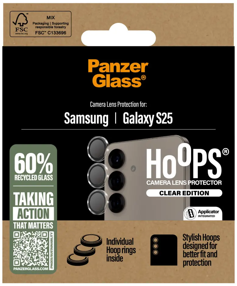 PanzerGlass Hoops Rings Samsung Galaxy S25 Camera Lens Protector Transparant afbeelding 4