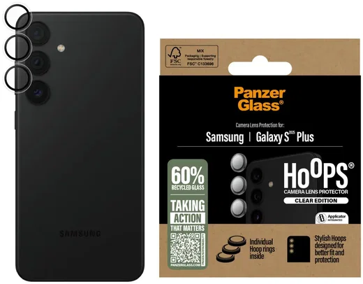 PanzerGlass Hoops Rings Samsung Galaxy S25 Plus Camera Lens Protector Clear afbeelding 1