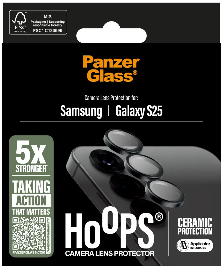 PanzerGlass Hoops Ceramic Samsung Galaxy S25 Camera Lens Protector Glas afbeelding 4