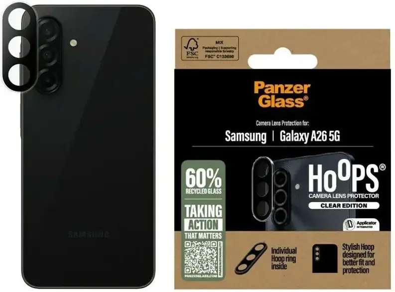 PanzerGlass Hoops Rings Samsung Galaxy A26 Camera Protector Glas Transparant afbeelding 1