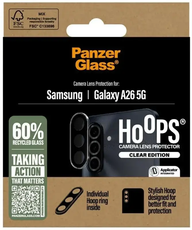 PanzerGlass Hoops Rings Samsung Galaxy A26 Camera Protector Glas Transparant afbeelding 4