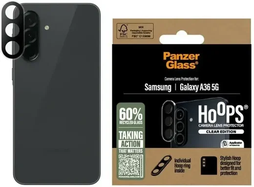 PanzerGlass Hoops Rings Samsung Galaxy A36 Camera Lens Protector Glas Clear afbeelding 1