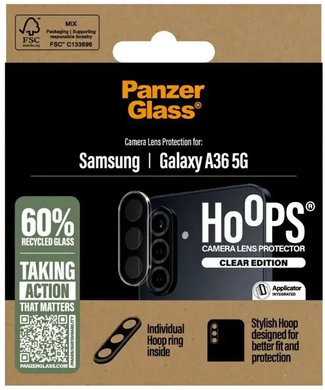 PanzerGlass Hoops Rings Samsung Galaxy A36 Camera Lens Protector Glas Clear afbeelding 4