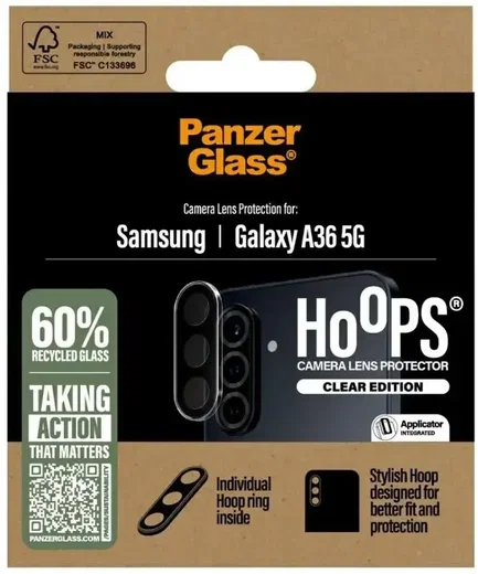 PanzerGlass Hoops Rings Samsung Galaxy A36 Camera Lens Protector Glas Clear afbeelding 4