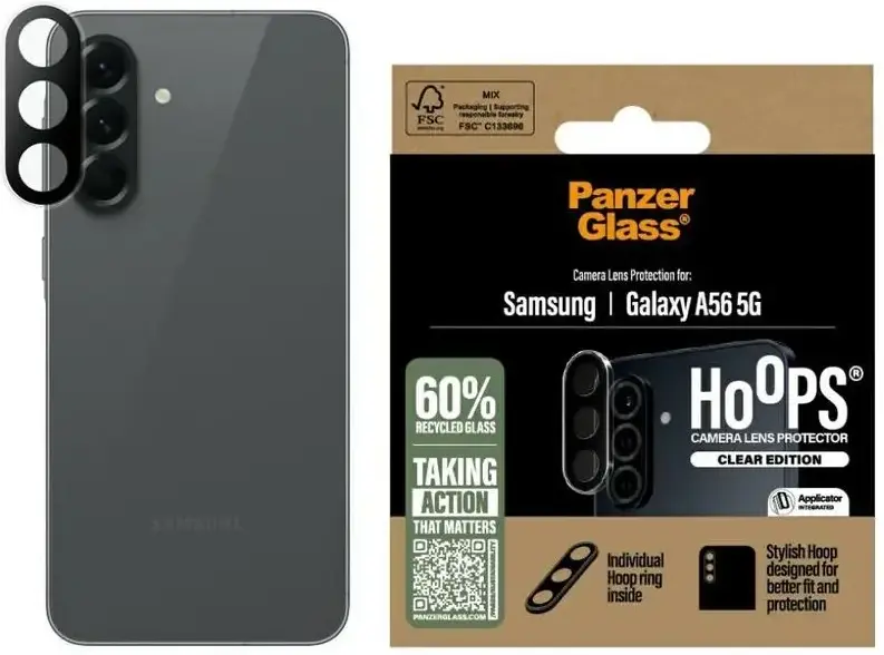 PanzerGlass Hoops Rings Samsung Galaxy A56 Camera Protector Glas Transparant afbeelding 1