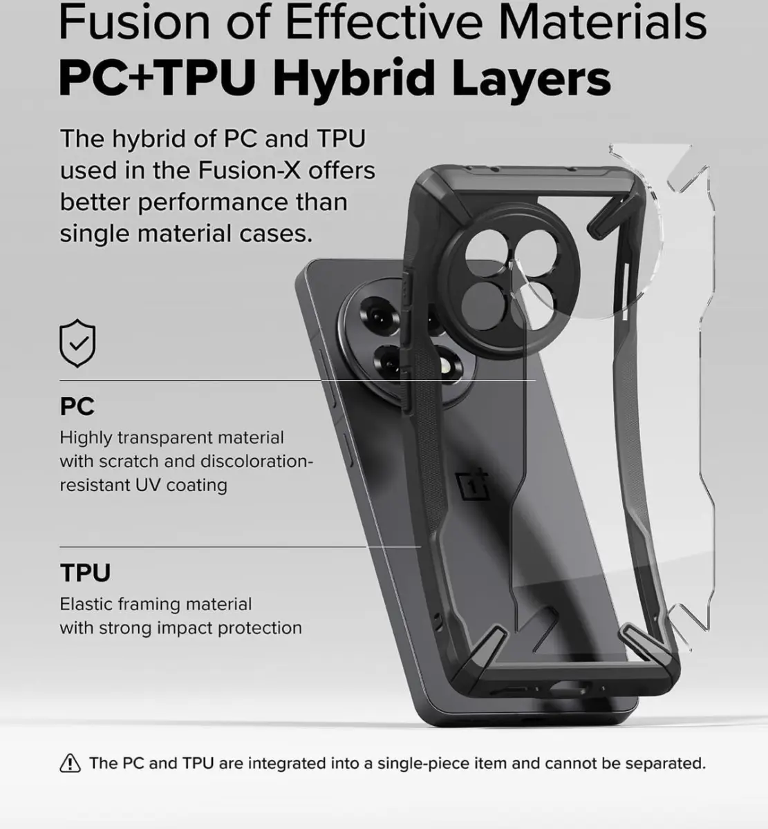 Ringke Fusion X OnePlus 13R Hoesje Back Cover Zwart afbeelding 3