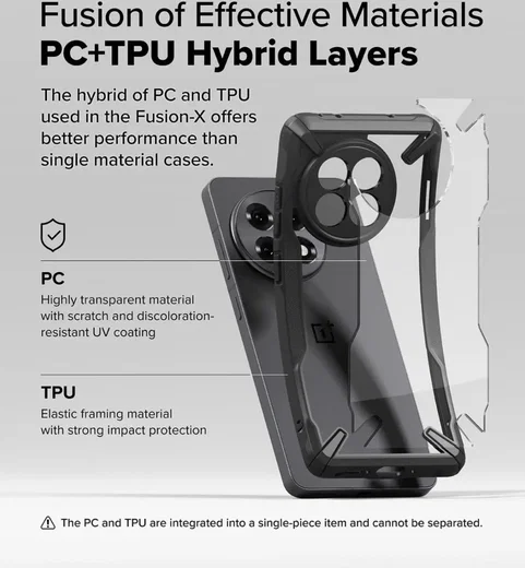 Ringke Fusion X OnePlus 13R Hoesje Back Cover Zwart afbeelding 3