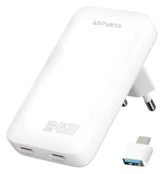4smarts FlatPlug Slim Dual 45W Power Delivery Fast Charge USB-C Oplader Wit afbeelding