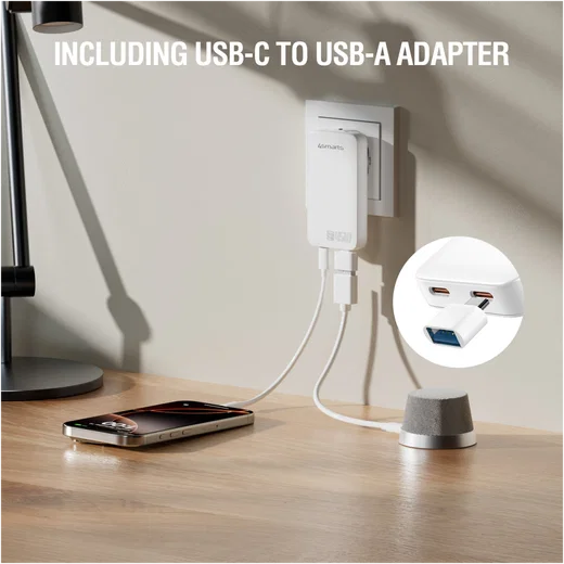 4smarts FlatPlug Slim Dual 45W Power Delivery Fast Charge USB-C Oplader Wit afbeelding 5