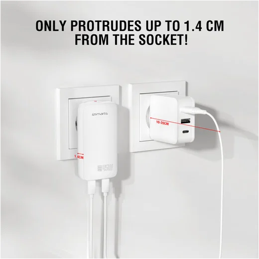 4smarts FlatPlug Slim Dual 45W Power Delivery Fast Charge USB-C Oplader Wit afbeelding 7