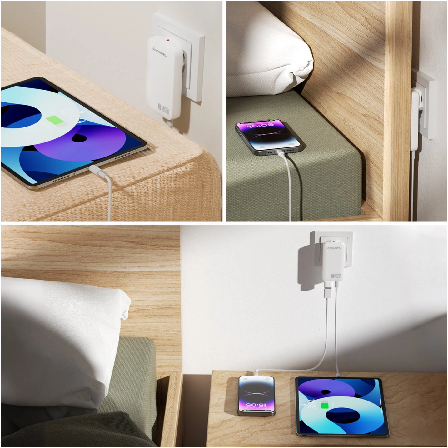 4smarts FlatPlug Slim Dual 45W Power Delivery Fast Charge USB-C Oplader Wit afbeelding 9