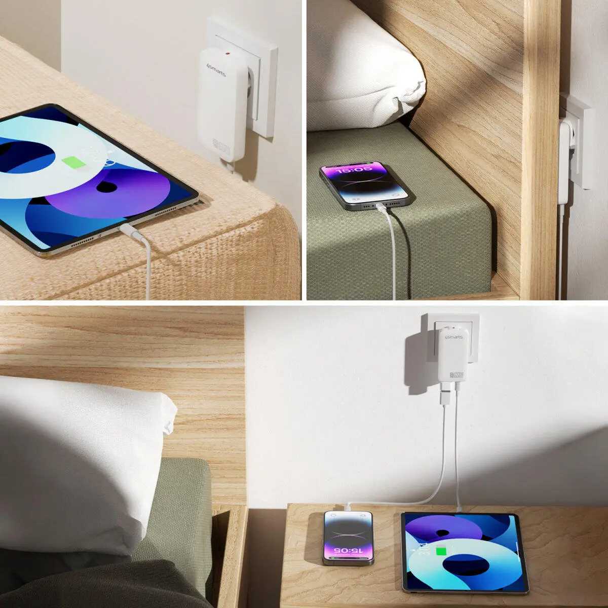 4smarts FlatPlug 65W Power Delivery Dual Quick Charge USB-C Oplader Wit afbeelding 4