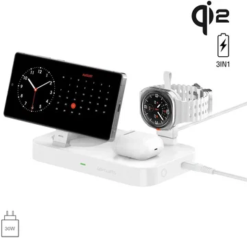 4smarts 3-in-1 Qi2/MagSafe Draadloze Oplader voor Telefoon/Samsung Watch/Oortjes