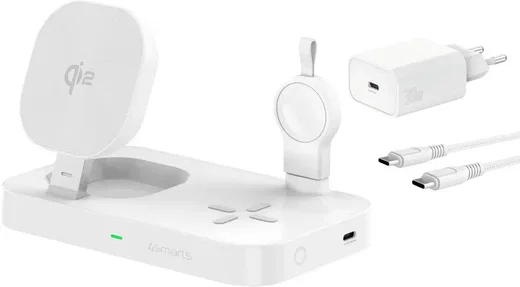 4smarts 3-in-1 Qi2/MagSafe Draadloze Oplader voor Telefoon/Samsung Watch/Oortjes afbeelding 2