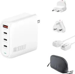 4Smarts 100W GaN USB-C Laptop Oplader met Wereldstekker 3x USB-C en USB-A afbeelding