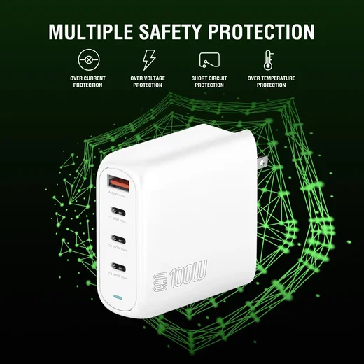 4Smarts 100W GaN USB-C Laptop Oplader met Wereldstekker 3x USB-C en USB-A afbeelding 7