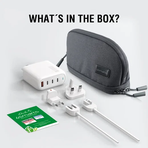 4Smarts 100W GaN USB-C Laptop Oplader met Wereldstekker 3x USB-C en USB-A afbeelding 10