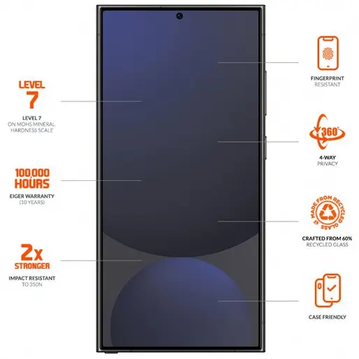 Eiger Mountain Black 360° Privacy Samsung Galaxy S25 Ultra Screen Protector afbeelding 3