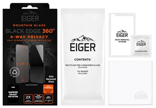Eiger Mountain Black 360° Privacy Samsung Galaxy S25 Ultra Screen Protector afbeelding 4