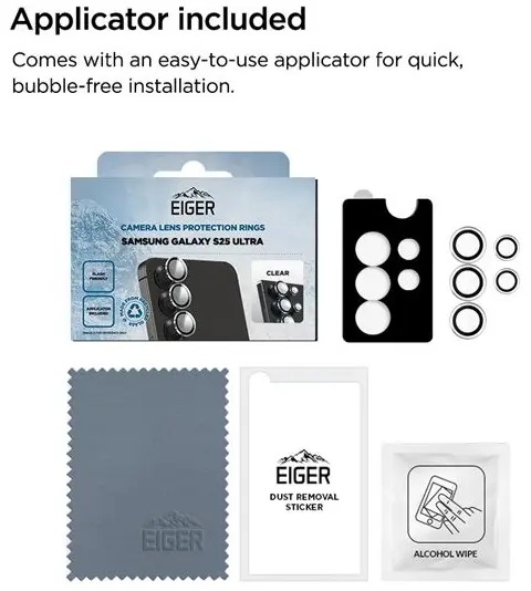 Eiger Mountain Glass Samsung Galaxy S25 Ultra Camera Lens Protector afbeelding 3