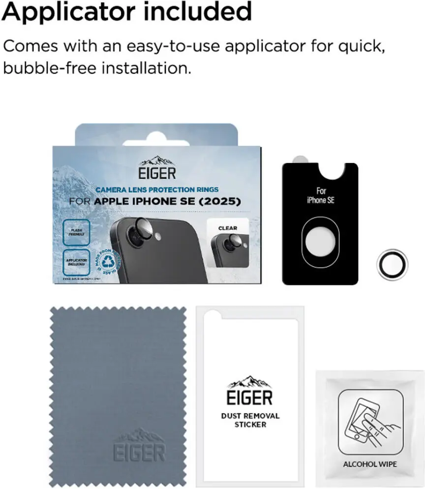 Eiger Mountain Glass Apple iPhone 17e / 16e Camera Lens Protector afbeelding 3