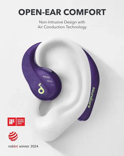Anker SoundCore AeroFit Pro Open-Ear Oordopjes met Nekband Paars afbeelding 4