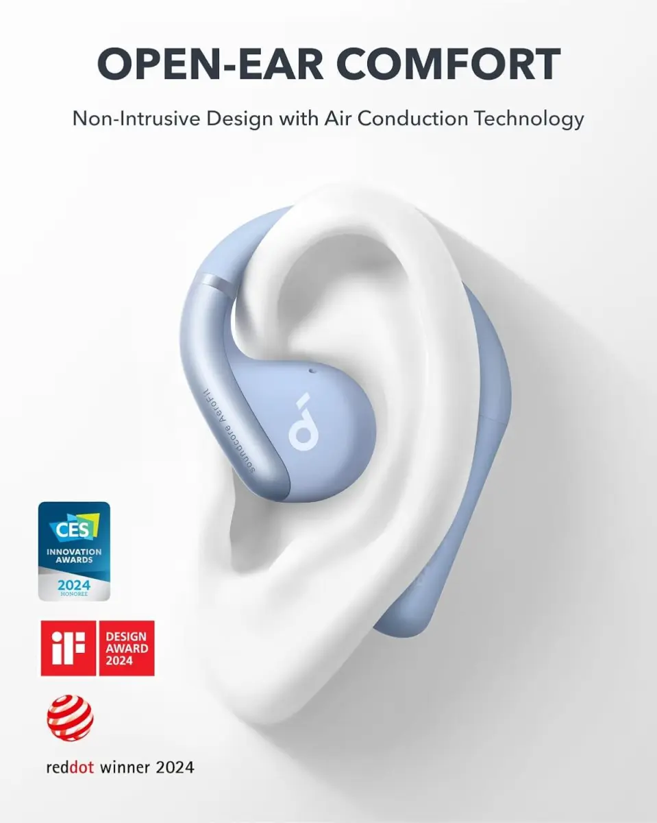 Anker SoundCore AeroFit Open-Ear Draadloze Bluetooth 5.3 Oordopjes Blauw afbeelding 2