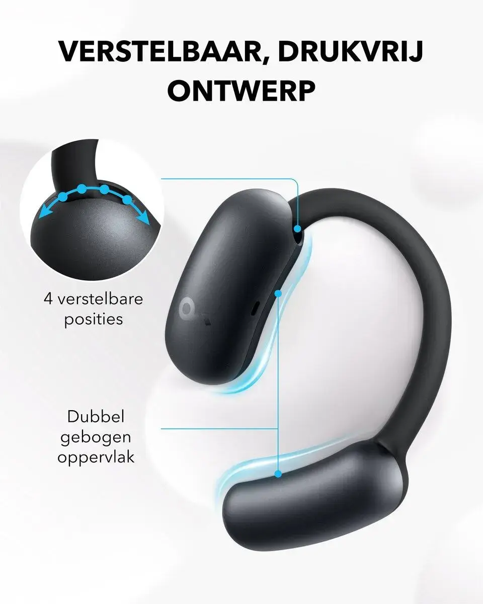 Anker Soundcore AeroFit 2 Open-Ear Draadloze Bluetooth 5.4 Oordopjes Zwart afbeelding 4