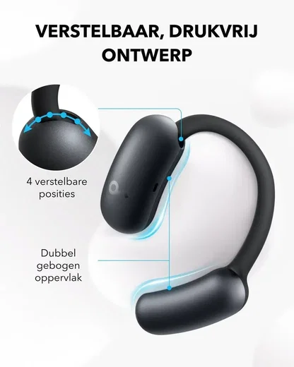 Anker Soundcore AeroFit 2 Open-Ear Draadloze Bluetooth 5.4 Oordopjes Zwart afbeelding 4