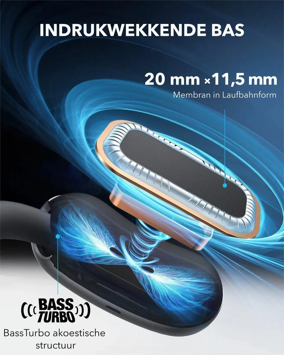 Anker Soundcore AeroFit 2 Open-Ear Draadloze Bluetooth 5.4 Oordopjes Zwart afbeelding 6