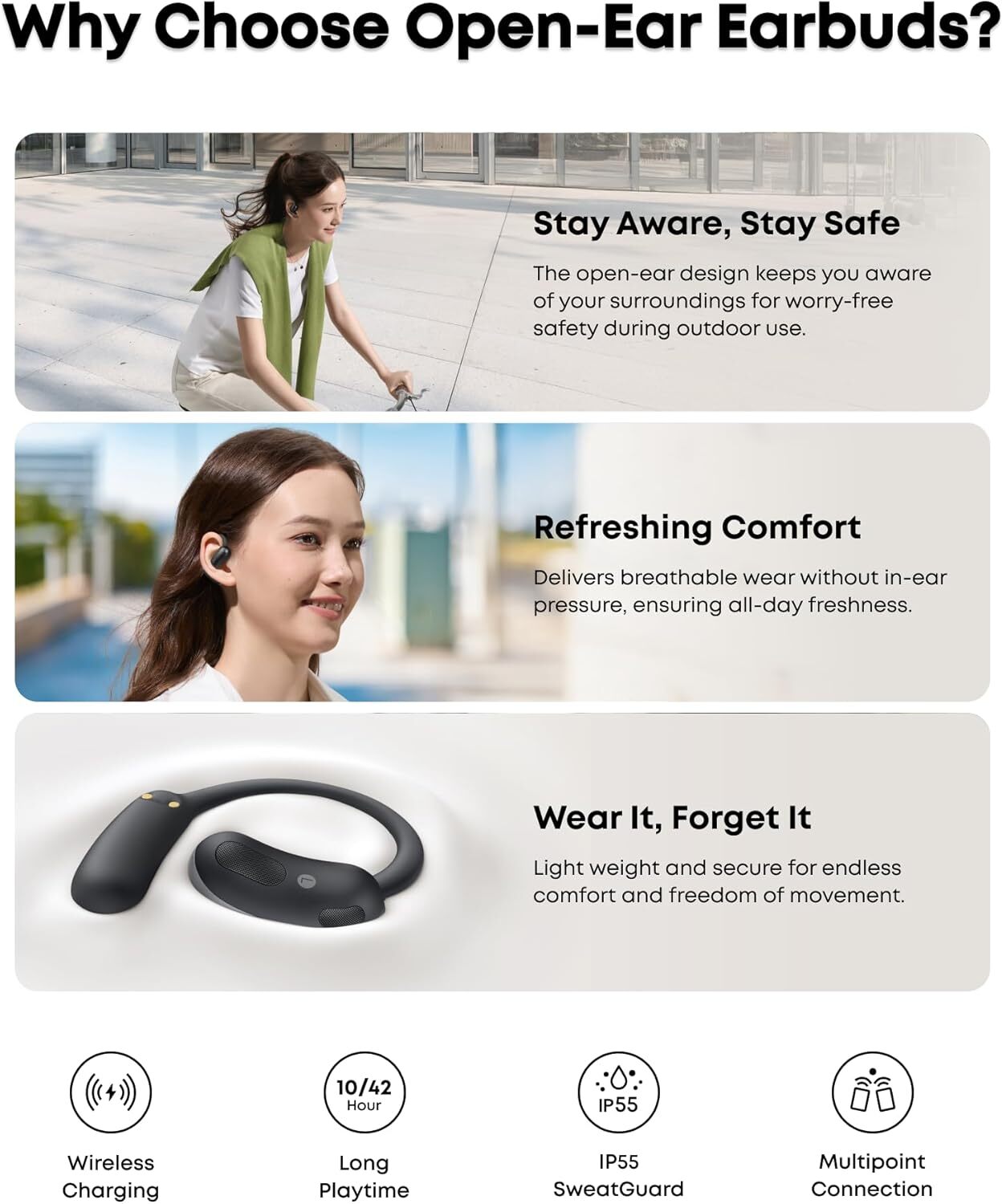 Anker Soundcore AeroFit 2 Open-Ear Draadloze Bluetooth 5.4 Oordopjes Zwart afbeelding 8