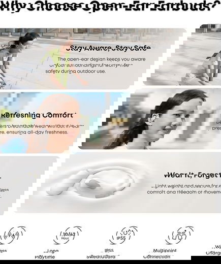 Anker Soundcore AeroFit 2 Open-Ear Draadloze Bluetooth 5.4 Oordopjes Wit afbeelding 8