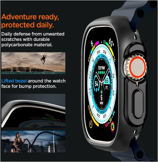 Spigen Thin Fit - Apple Watch Ultra 3/2/1 Hoesje - Bumper Case - Zwart afbeelding 6