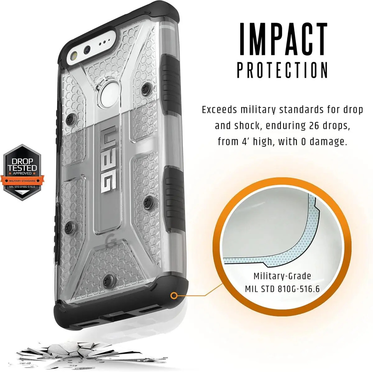 Urban Armor Gear Plasma Google Pixel Hoesje Back Cover Zwart ice afbeelding 3