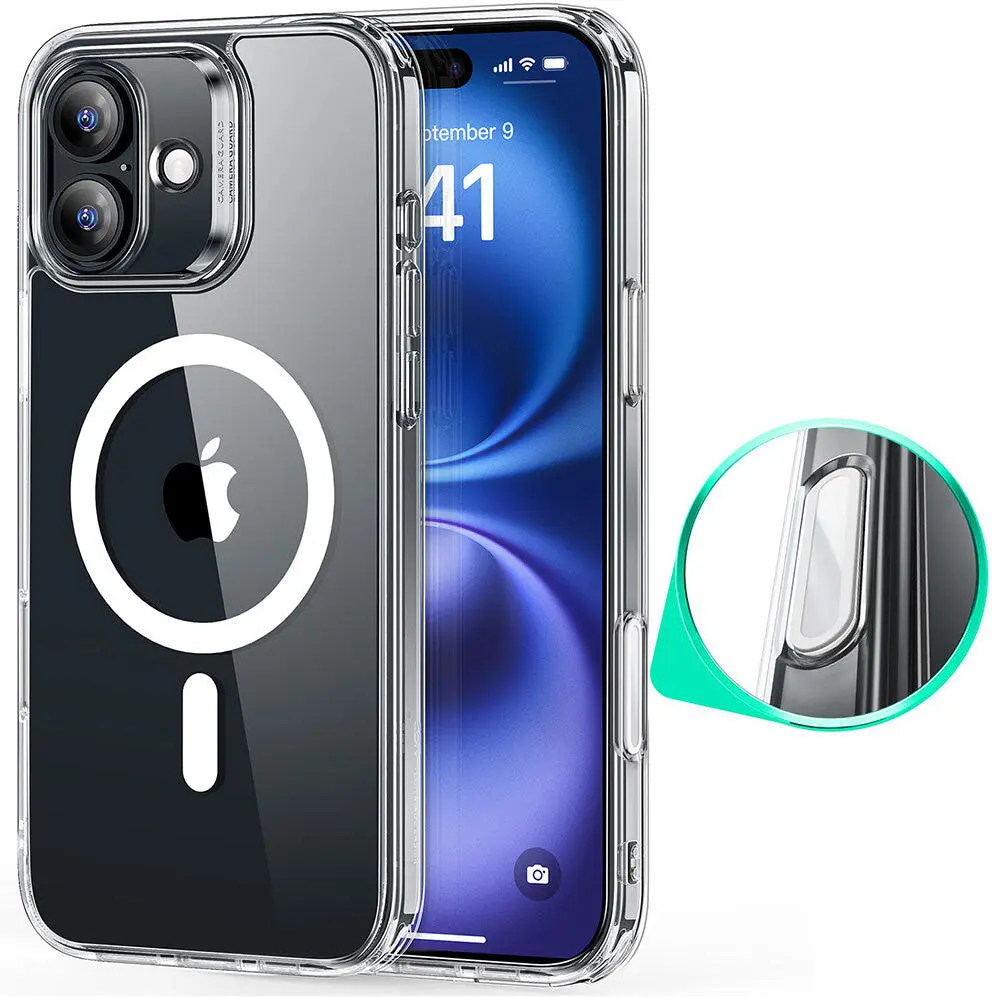 ESR Classic Hybrid Apple iPhone 16 Hoesje MagSafe Camera Control Transparant afbeelding 1