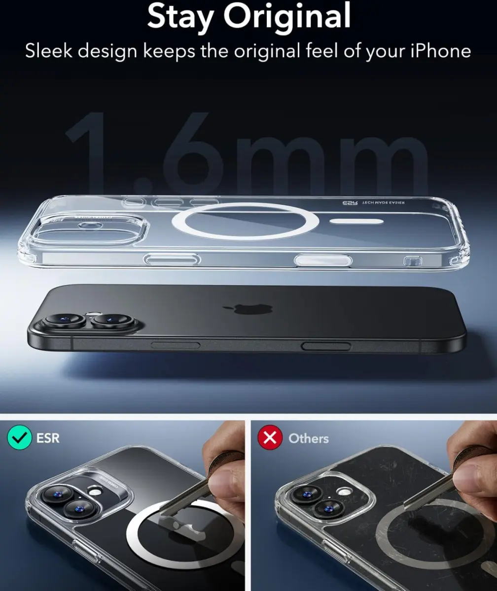 ESR Classic Hybrid Apple iPhone 16 Hoesje MagSafe Camera Control Transparant afbeelding 10