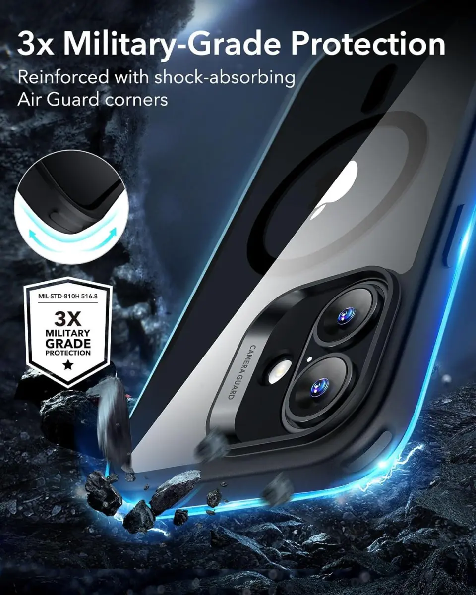 ESR Classic Hybrid Apple iPhone 16 Hoesje MagSafe Camera Control Clear Zwart afbeelding 2