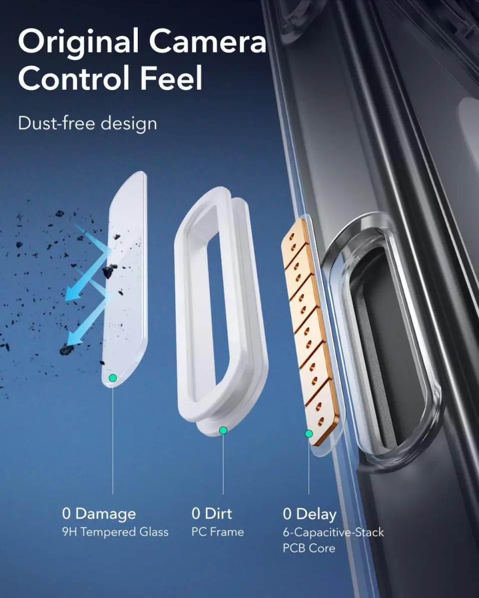 ESR Classic Hybrid Apple iPhone 16 Hoesje MagSafe Camera Control Clear Zwart afbeelding 4