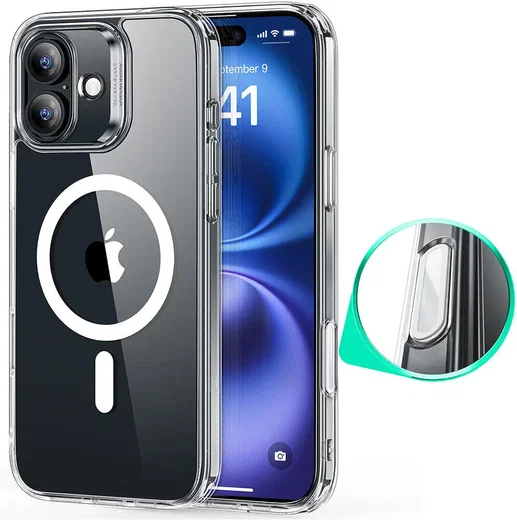 ESR Classic Hybrid iPhone 16 Plus Hoesje MagSafe Camera Control Transparant afbeelding 1