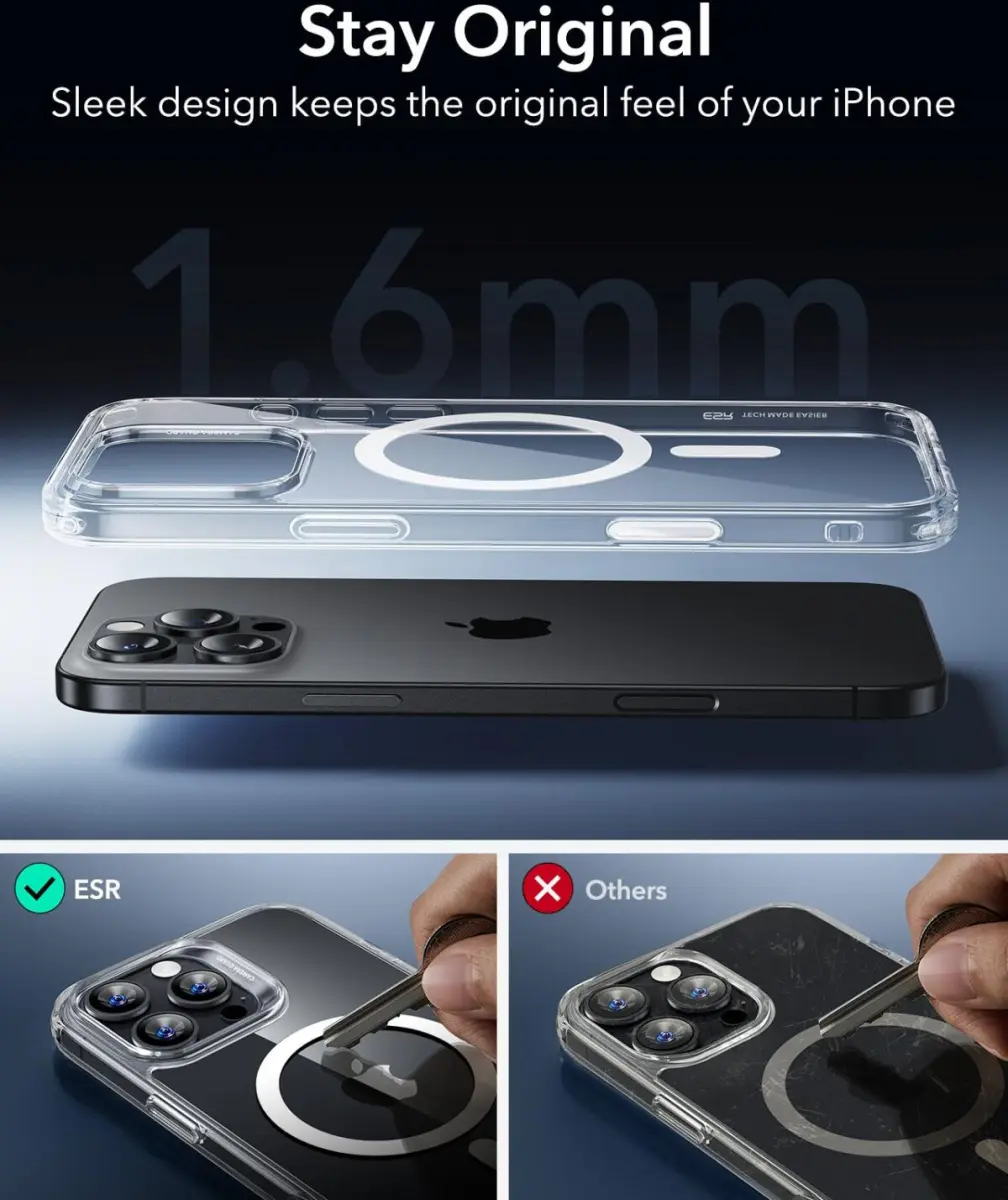 ESR Classic Hybrid iPhone 16 Pro Hoesje MagSafe Camera Control Transparant afbeelding 11