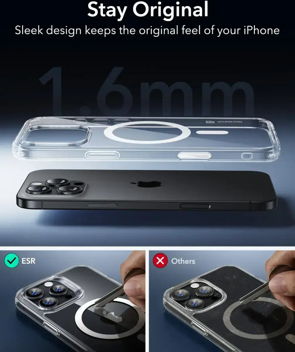 ESR Classic Hybrid iPhone 16 Pro Max Hoesje MagSafe Camera Control Transparant afbeelding 10