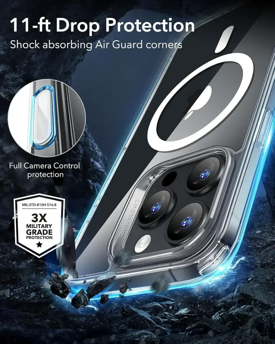 ESR Classic Hybrid iPhone 16 Pro Max Hoesje MagSafe Camera Control Transparant afbeelding 8