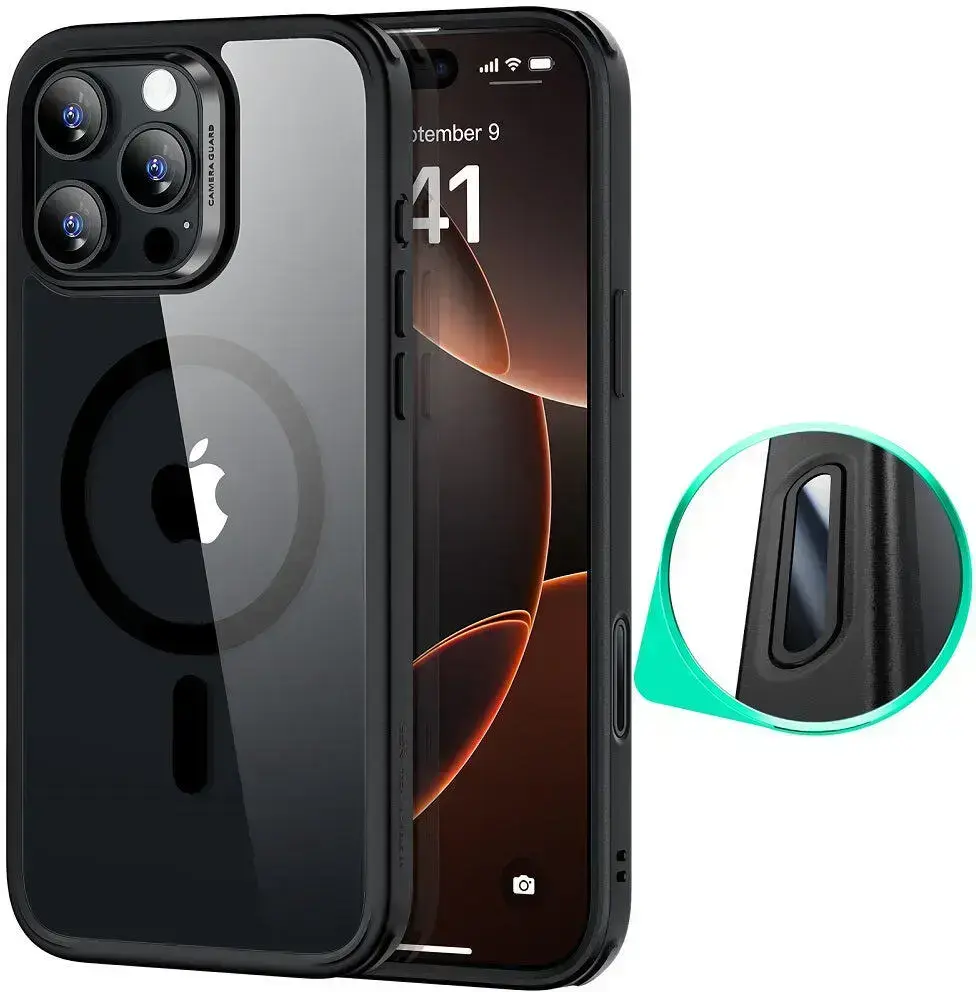 ESR Classic Hybrid iPhone 16 Pro Max Hoesje MagSafe Camera Control Clear Zwart afbeelding 1
