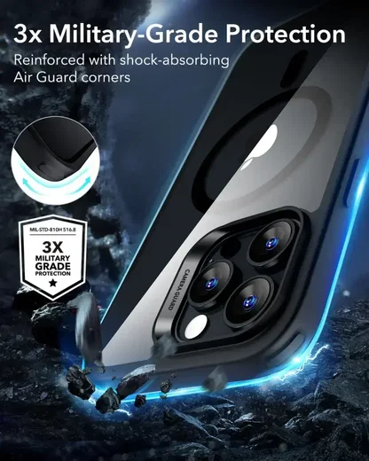 ESR Classic Hybrid iPhone 16 Pro Max Hoesje MagSafe Camera Control Clear Zwart afbeelding 2