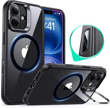 ESR Classic Hybrid MagSafe iPhone 16 Hoesje met Stand Camera Control Clear Zwart