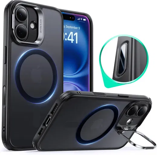 ESR Classic Hybrid MagSafe iPhone 16 Hoesje met Stand Camera Control Frost Zwart afbeelding 1