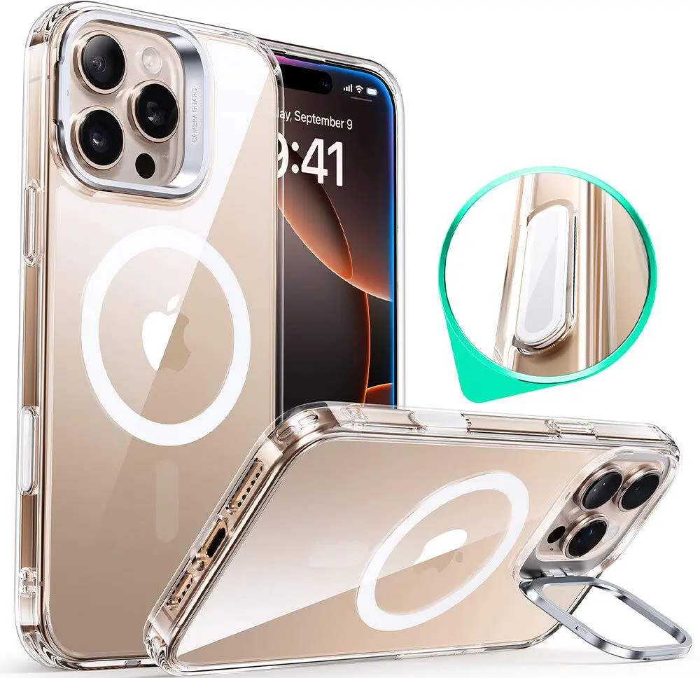 ESR Classic Hybrid MagSafe iPhone 16 Pro Max Hoes Stand Camera Knop Transparant afbeelding 10